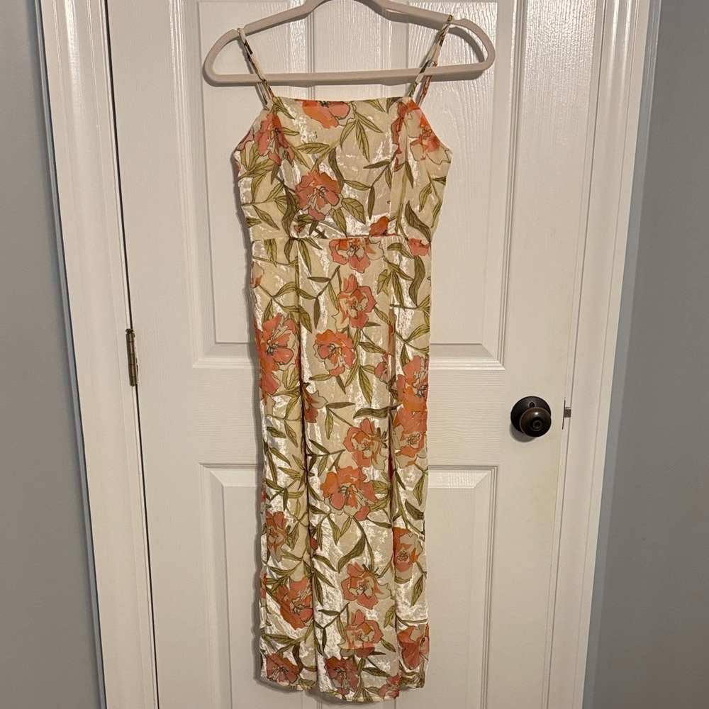 Floral Print Midi Velvet Dress Size XS